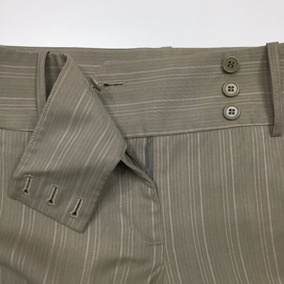 BCBGMAXAZRIA Taupe Beige Pinstriped TABATHA Flare Leg Dress Pant - Picture 5 of 11
